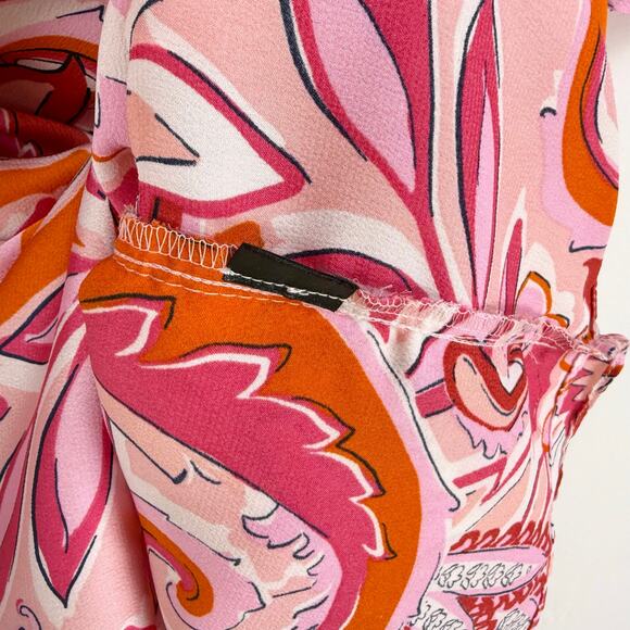 Zara Women's Carla Paisley Floral Wrap Dress Large Pink Bloggers Favorite - Picture 9 of 16